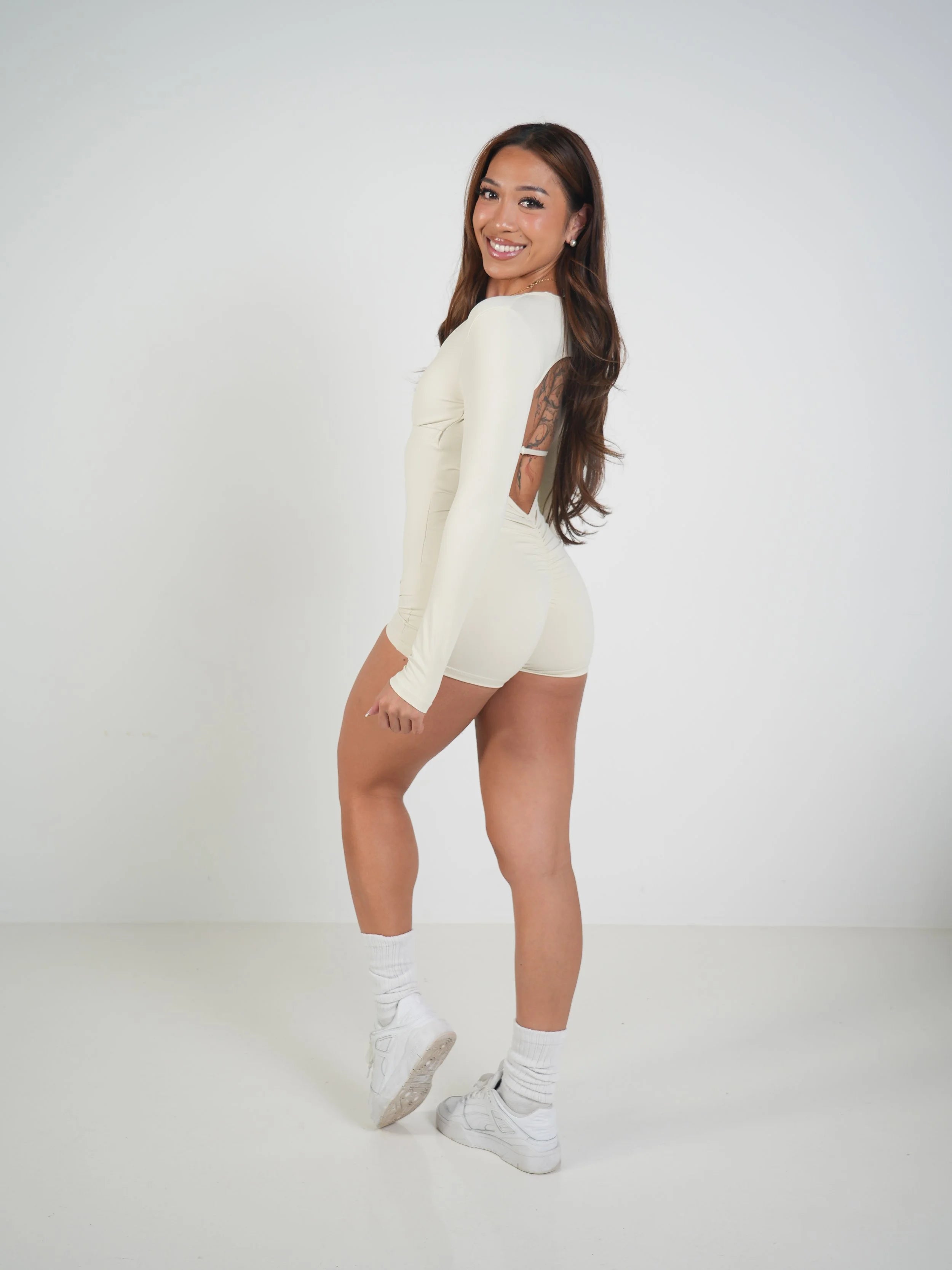 Rebel Long Sleeve Romper Buttercream