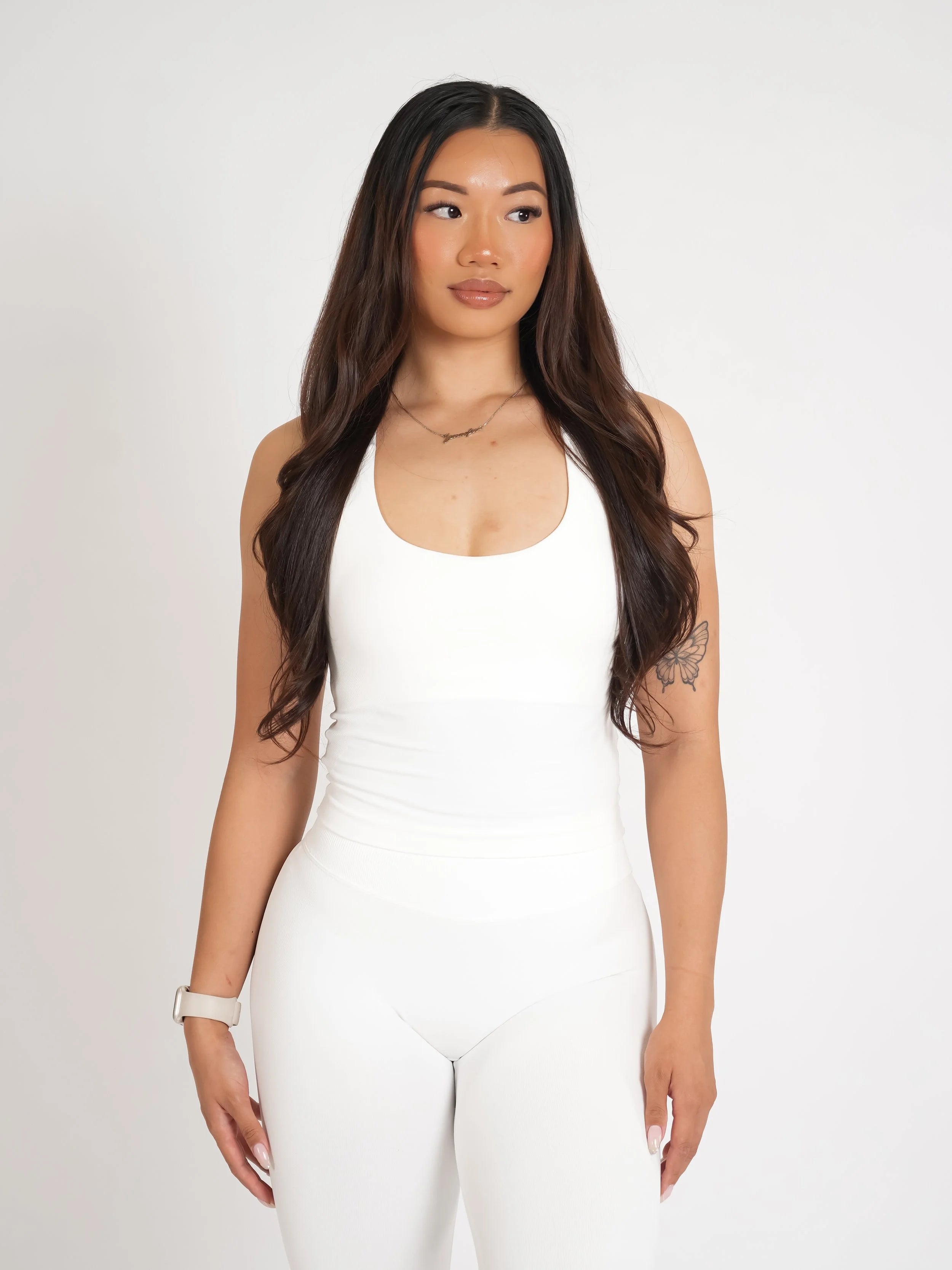 CurveContour Staple Halter Tank Classic White