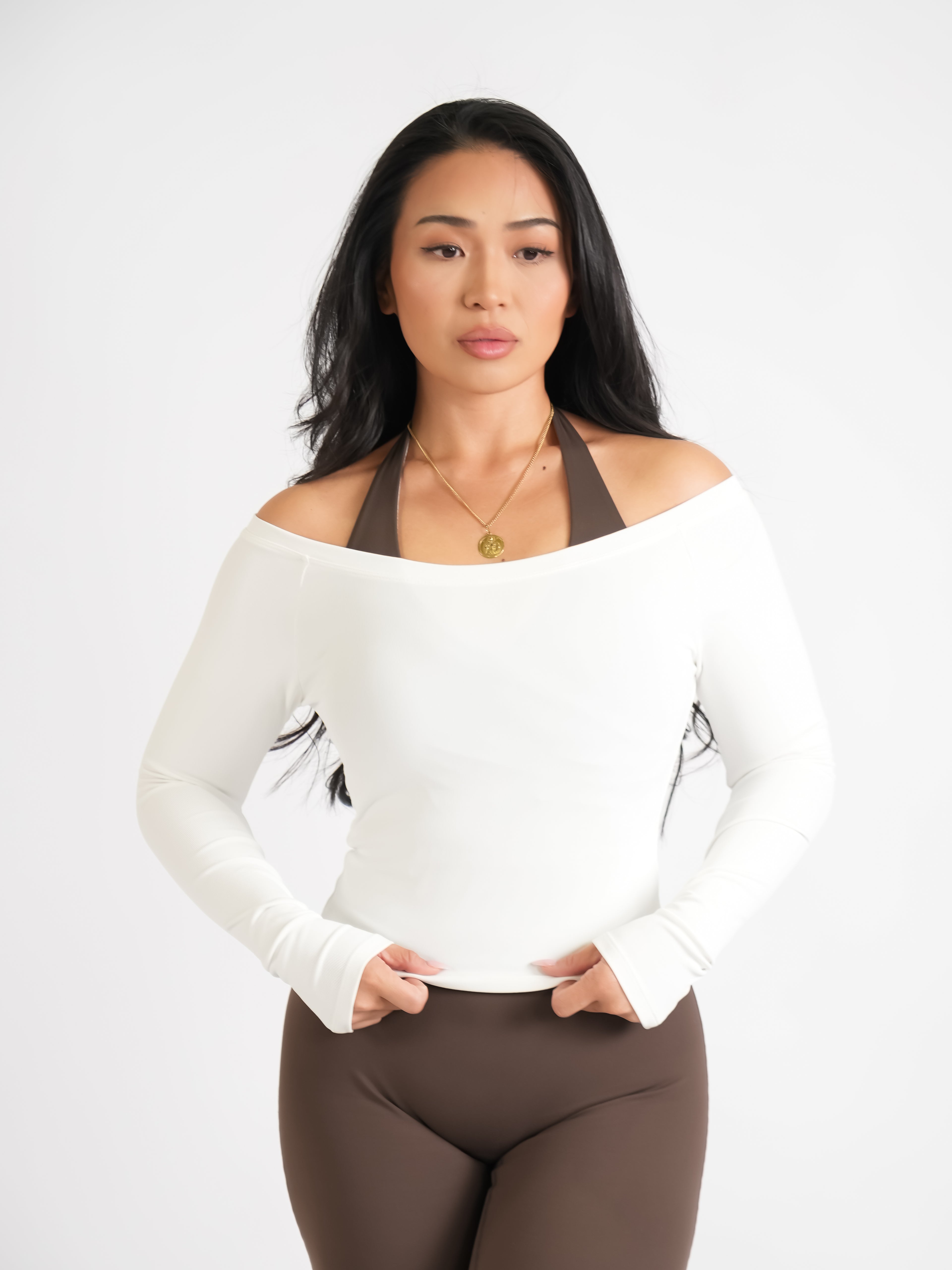 Ribbed Off-Shoulder Cover Classic White