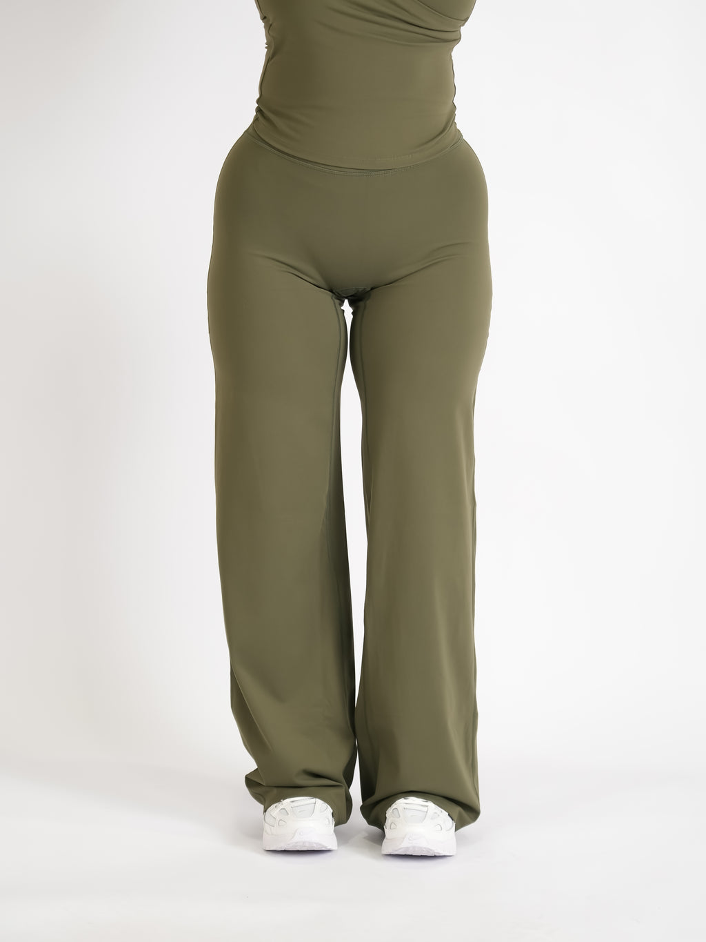 Classic Straight Leg Pants Olive Green LONG LENGTH