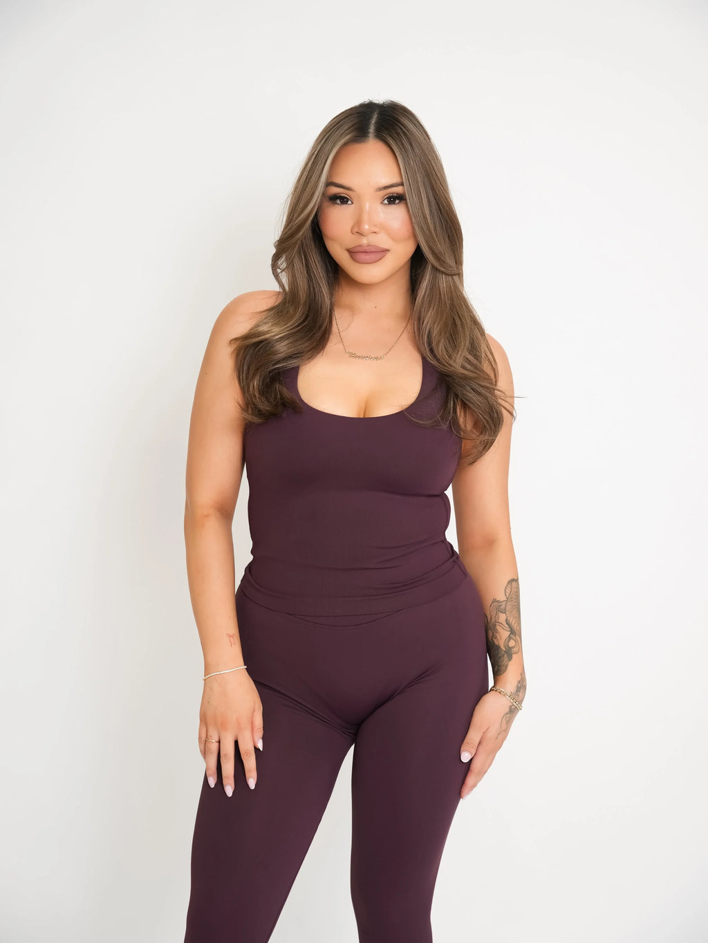 CurveContour Staple Halter Tank Smoked Plum