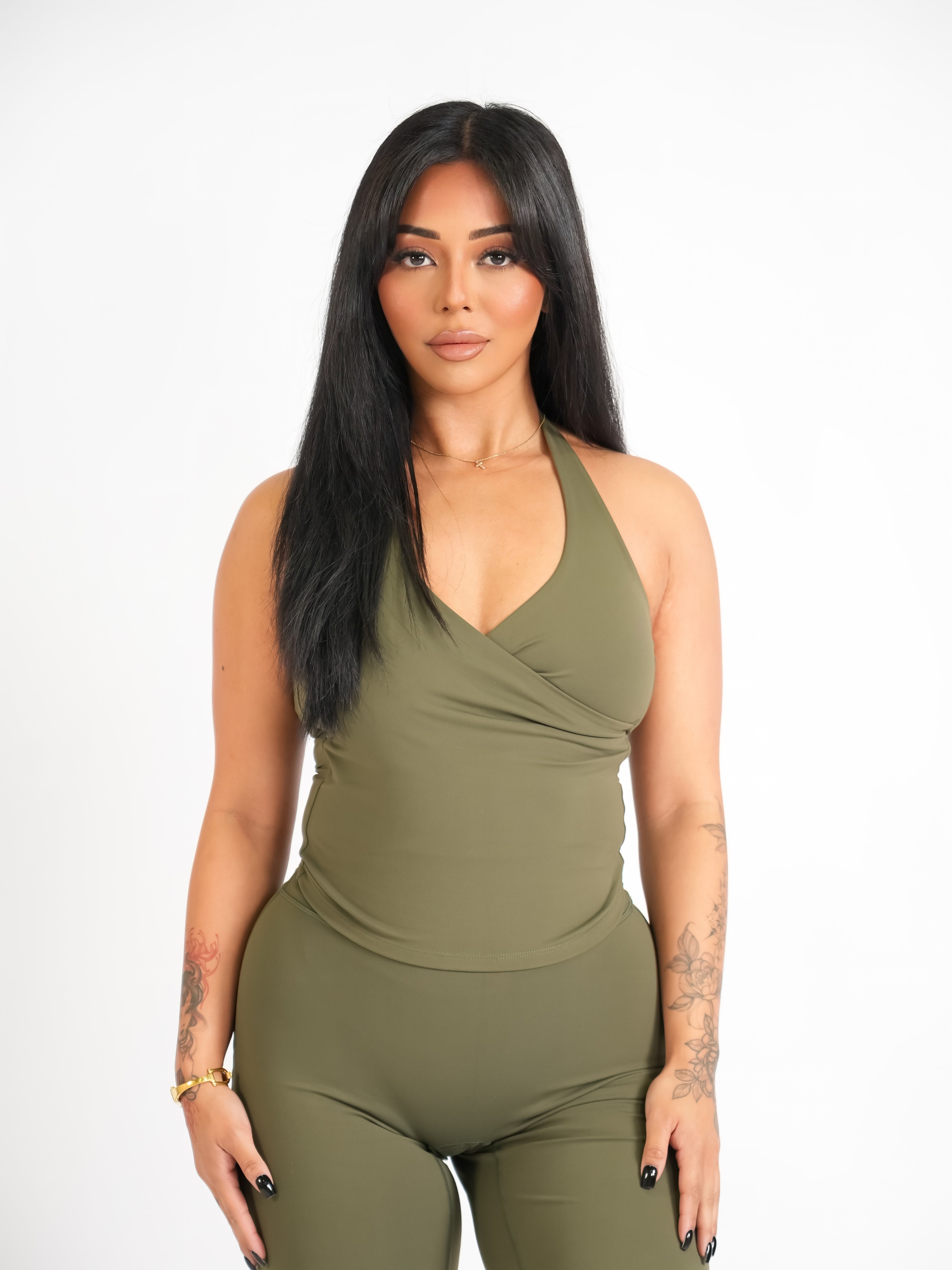 Eva Halter Tank Olive Green