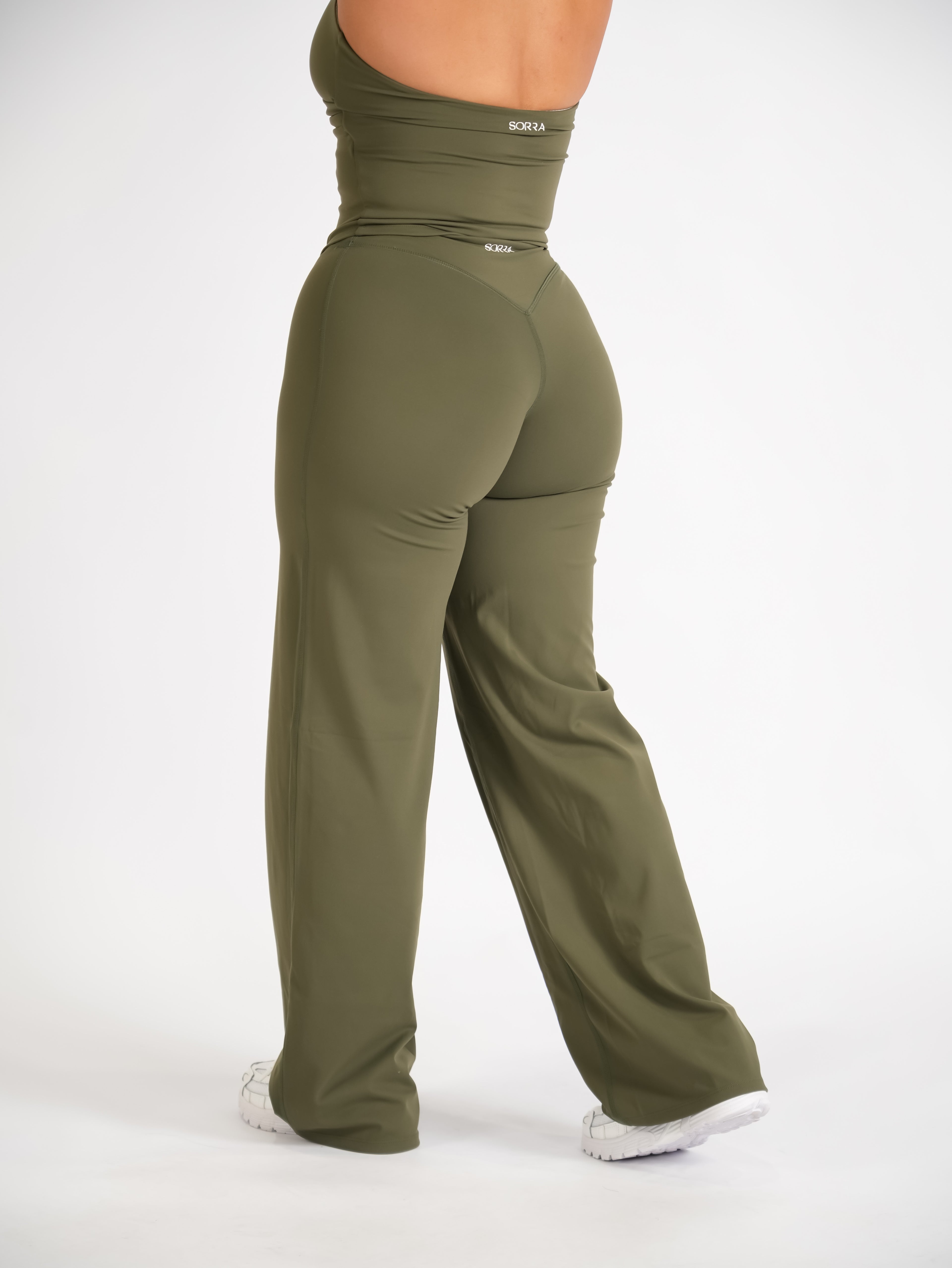 Classic Straight Leg Pants Olive Green LONG LENGTH