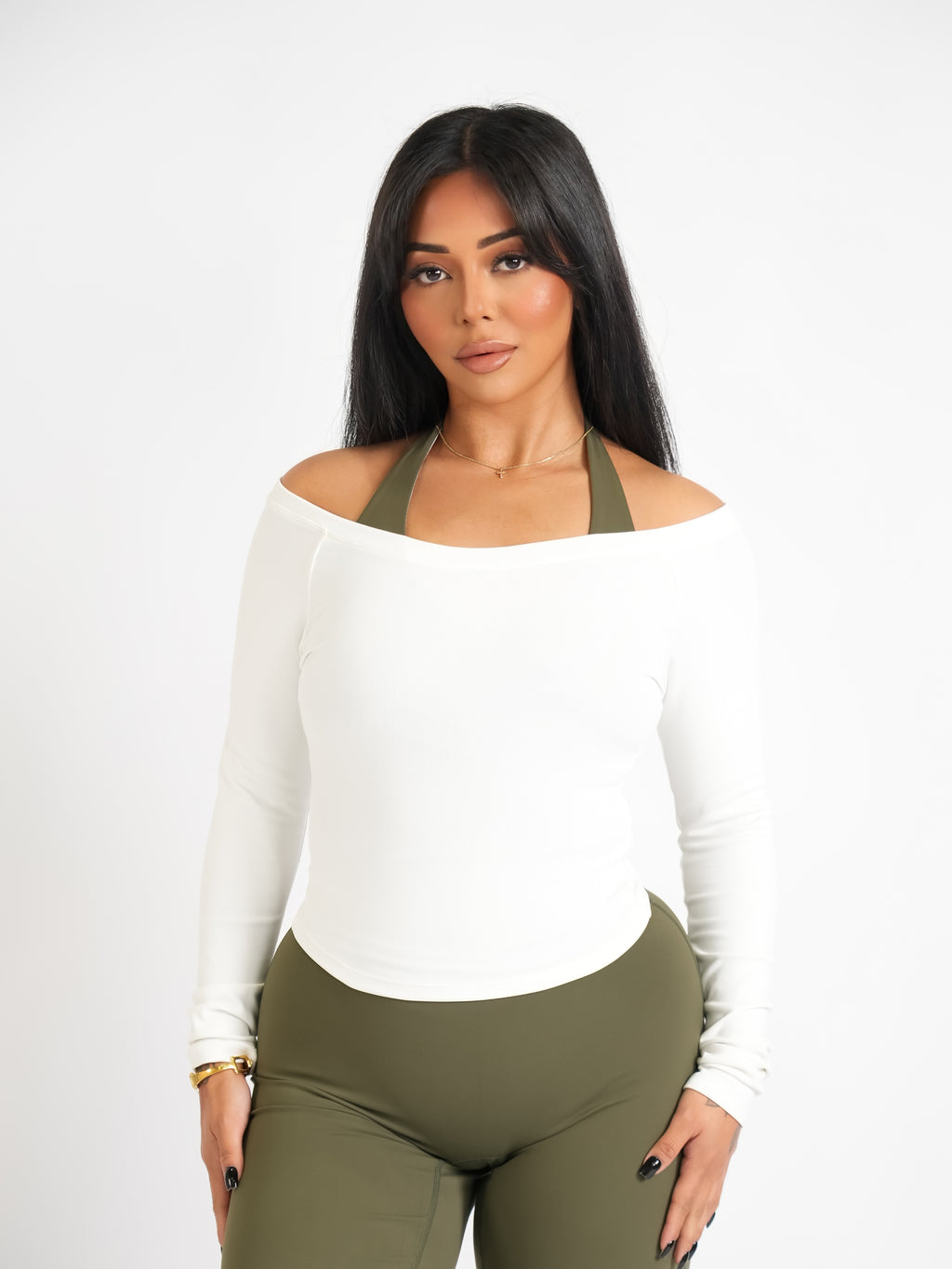 Ribbed Off-Shoulder Cover Classic White