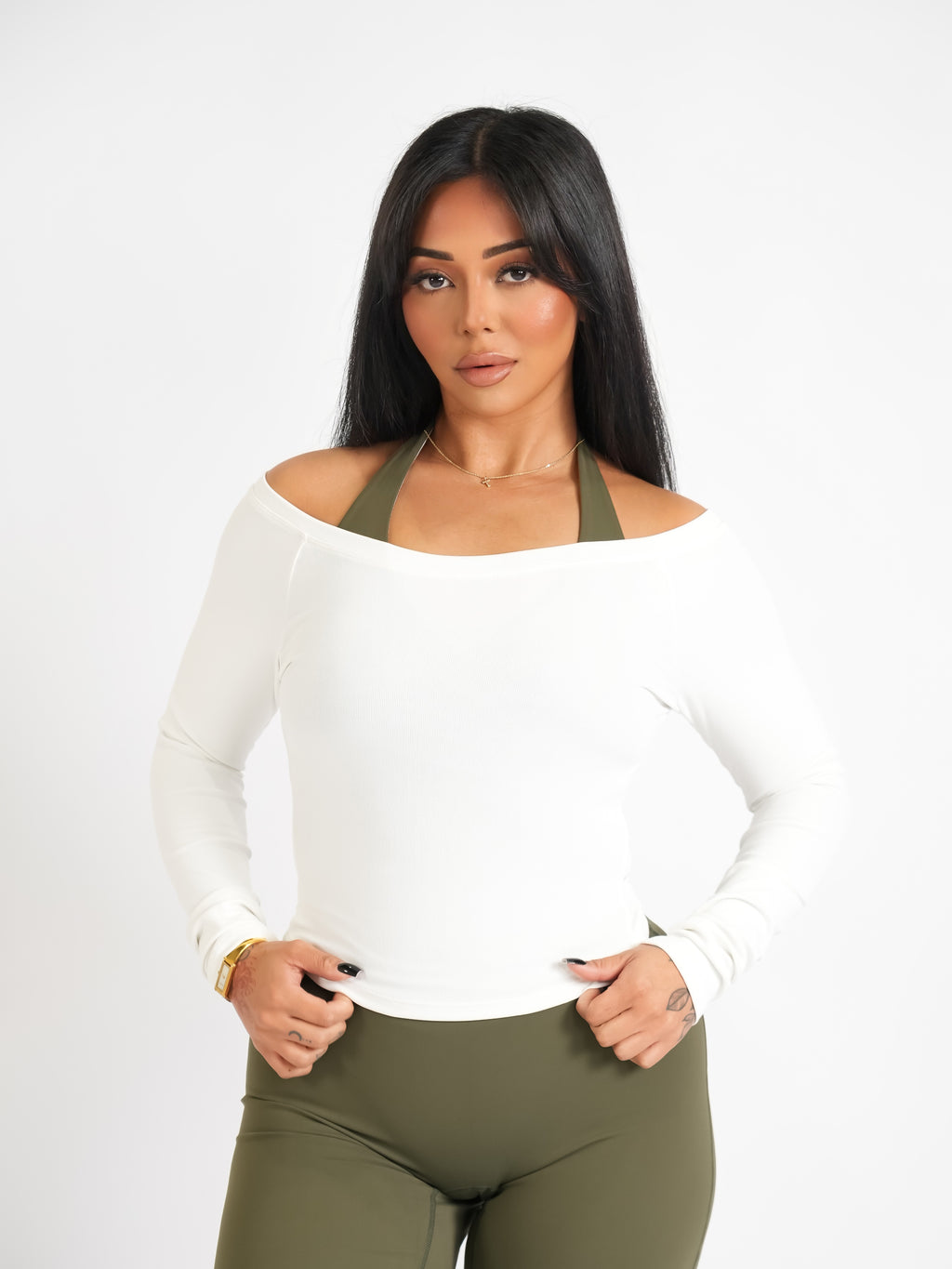 Ribbed Off-Shoulder Cover Classic White