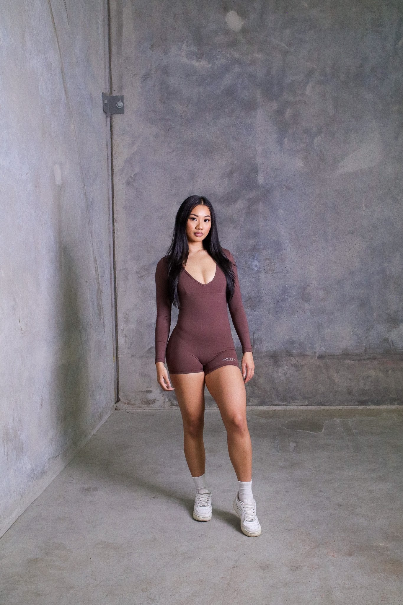 Rebel Long Sleeve Romper Chocolate