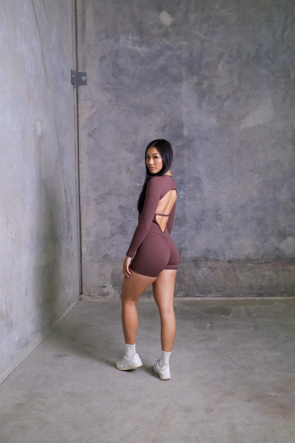 Rebel Long Sleeve Romper Chocolate