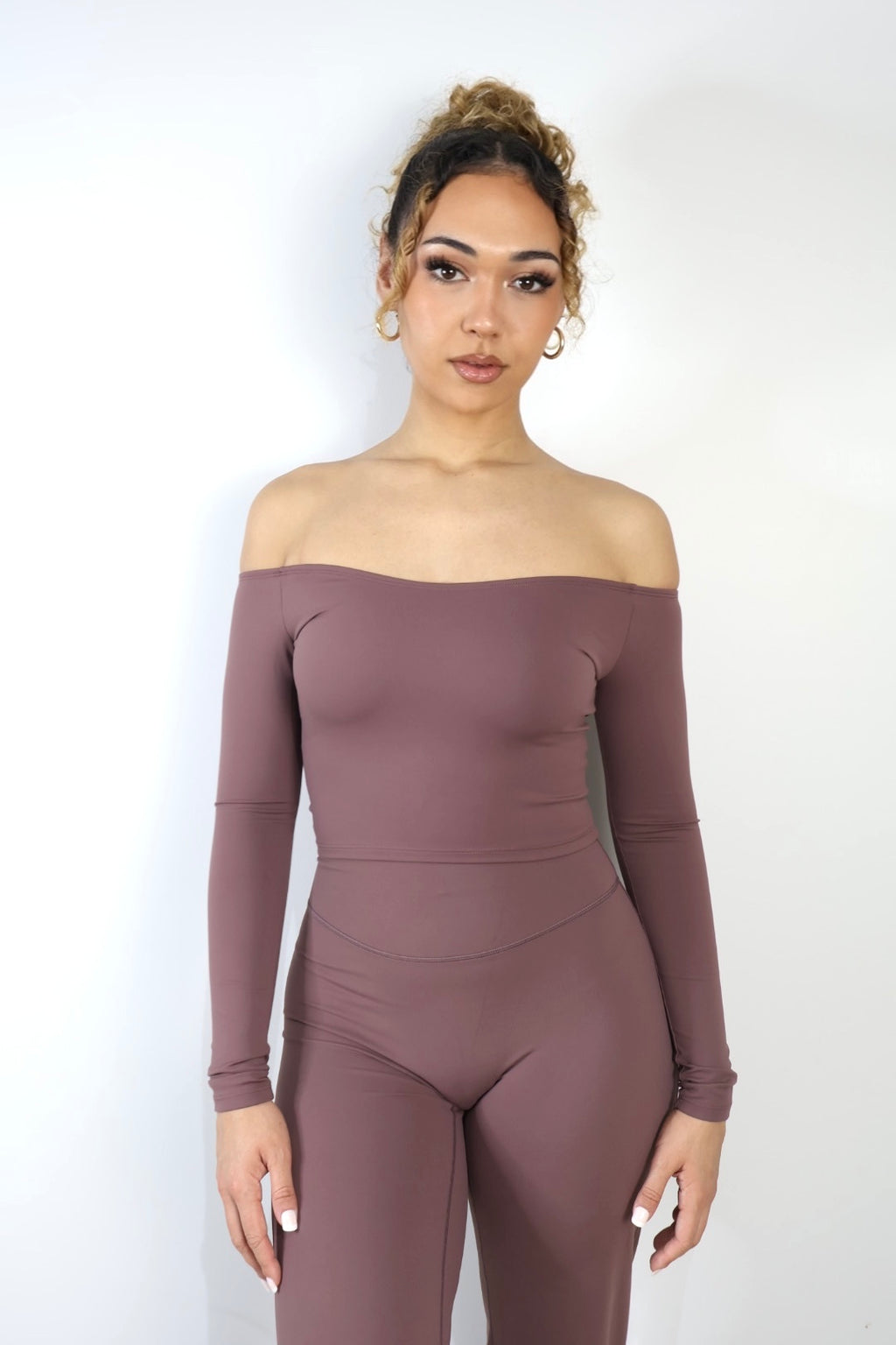 Kate Off-Shoulder Long Sleeve Dusty Plum