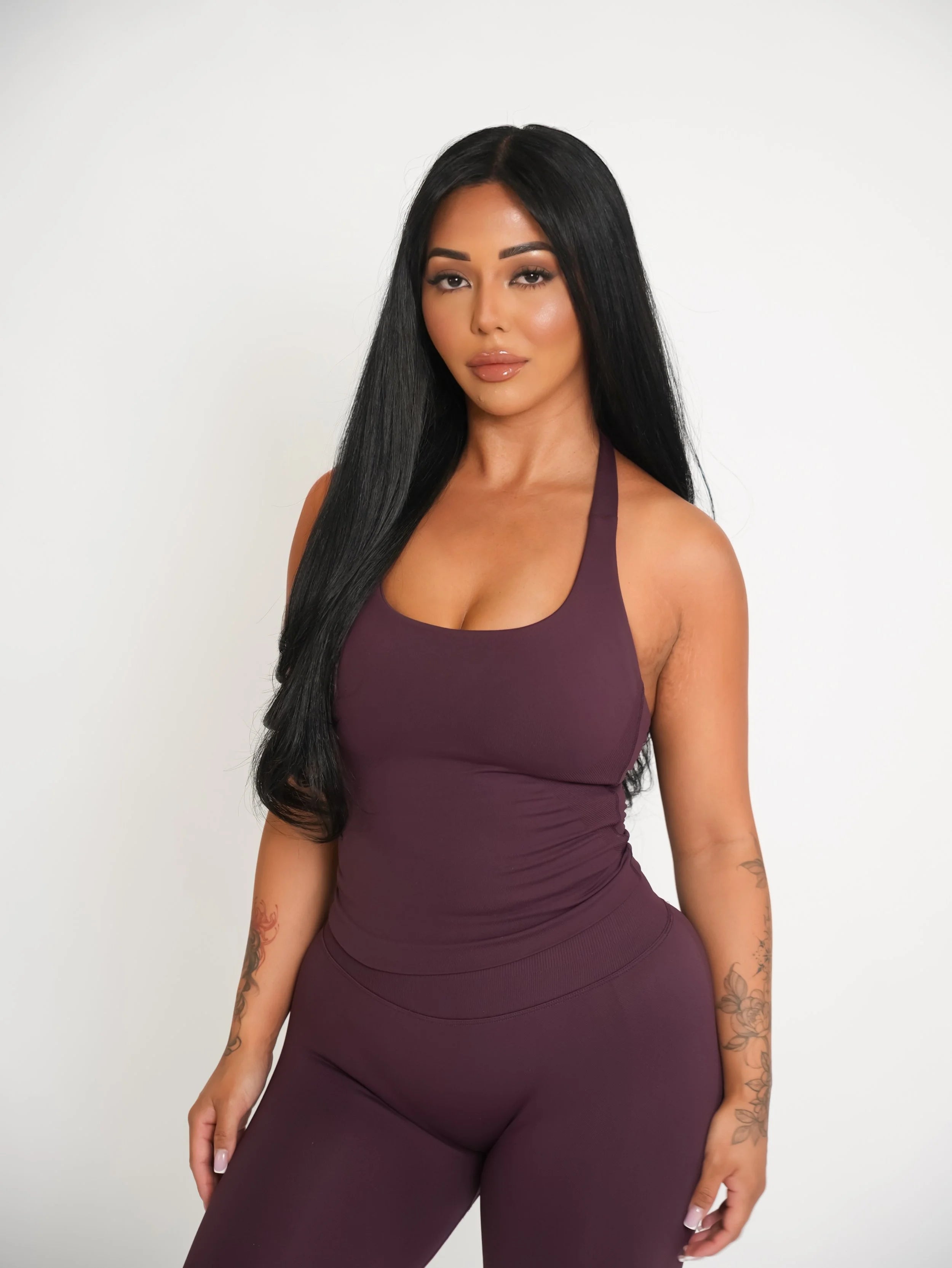 CurveContour Staple Halter Tank Smoked Plum