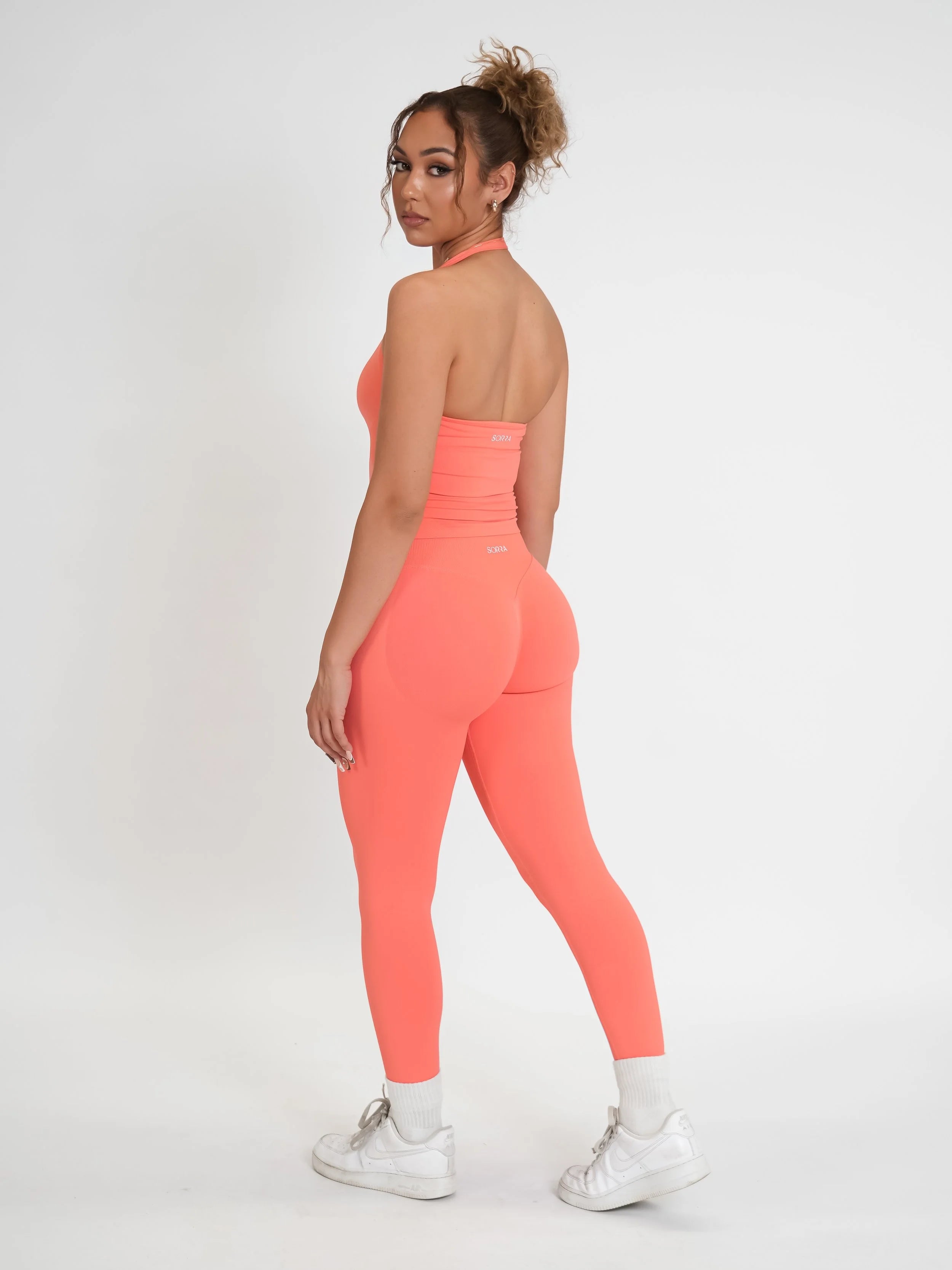 CurveContour Staple Halter Tank Peach Pop