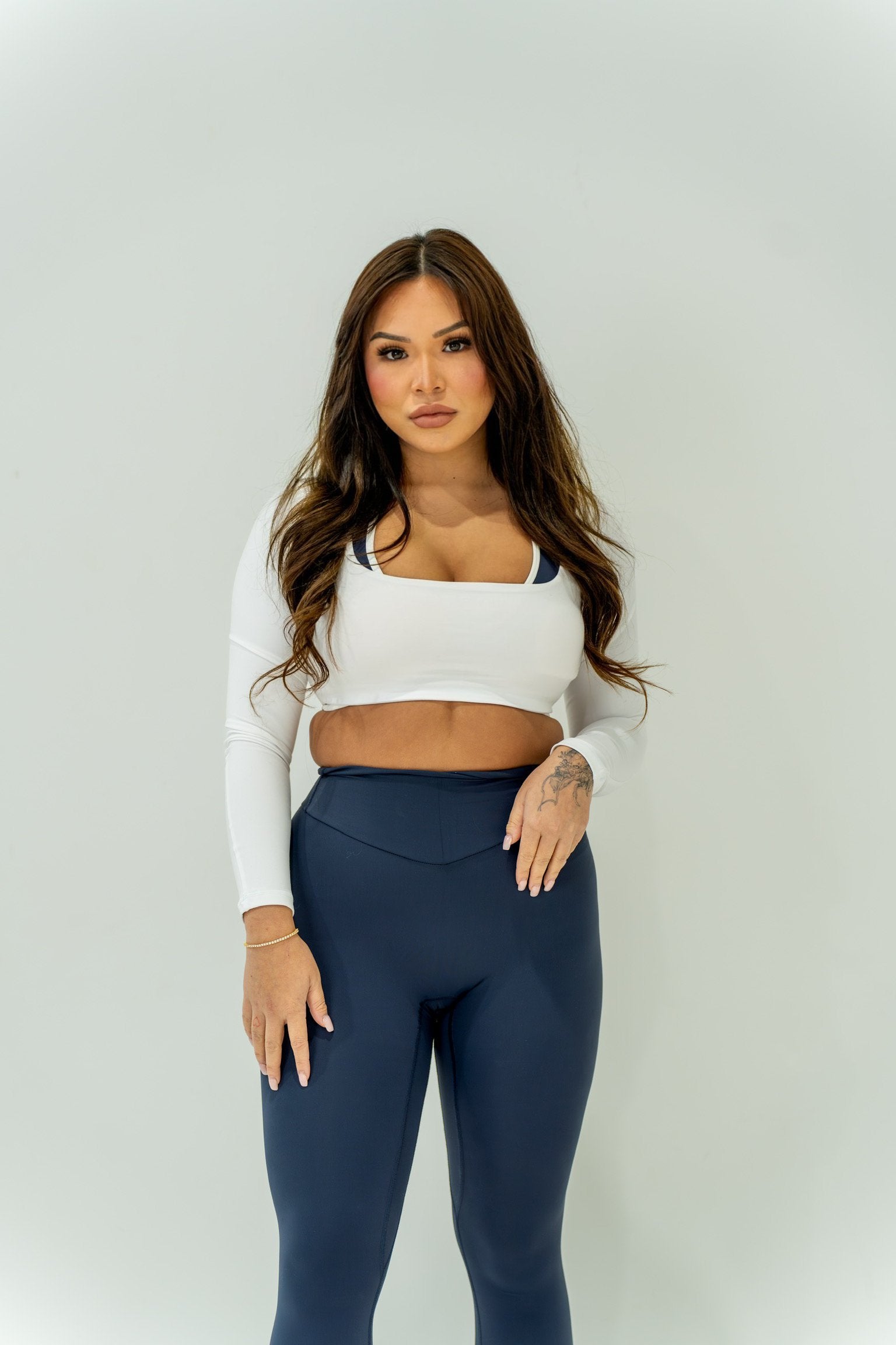 Lana Long Sleeve Crop Classic White